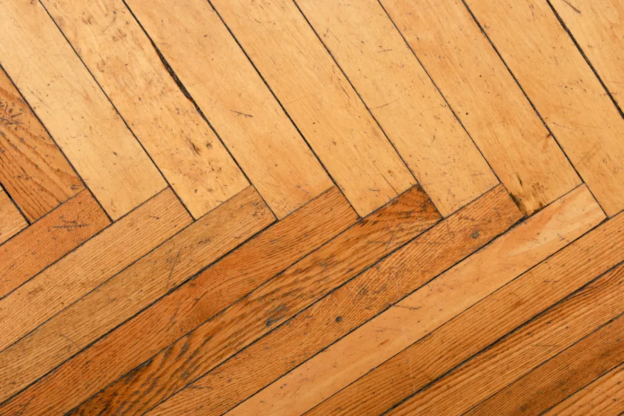 Herringbone pattern hardwood floor